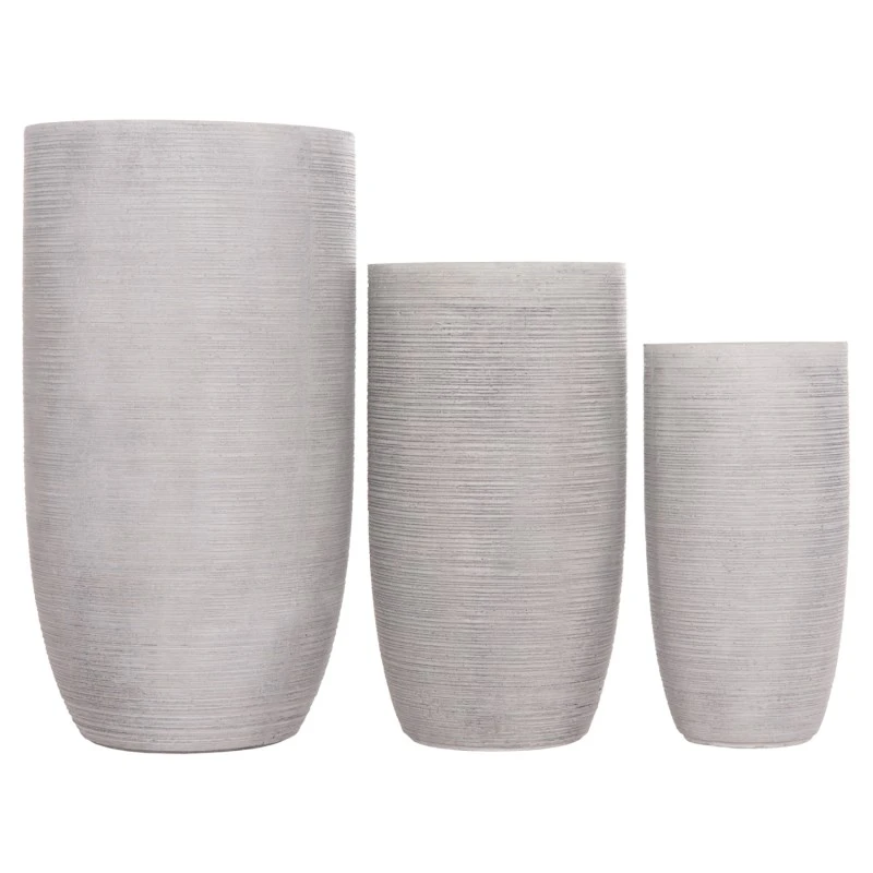 ΣΕΤ 3ΤΜΧ ΓΛΑΣΤΡΕΣ ΚΥΛΙΝΔΡΟΙ ΣΕΙΡΑ GARDENER HM4721 FIBERCLAY-ΧΡΩΜΑ CEMENT Φ42x78Υεκ