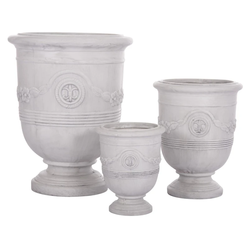 ΣΕΤ 3ΤΜΧ ΓΛΑΣΤΡΕΣ ΜΕ ΑΝΑΓΛΥΦΟ GARDENER HM4729 FIBERCLAY-ΣΕ ΥΠΟΛΕΥΚΟ Φ58x72.5Υεκ