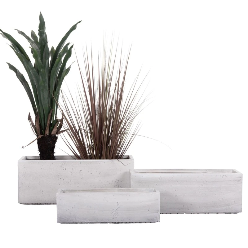 ΣΕΤ 3ΤΜΧ ΓΛΑΣΤΡΕΣ ΟΡΘΟΓΩΝΙΕΣ GARDENER HM4723 FIBERCLAY ΓΚΡΙ CEMENT 81x30x30Υεκ.