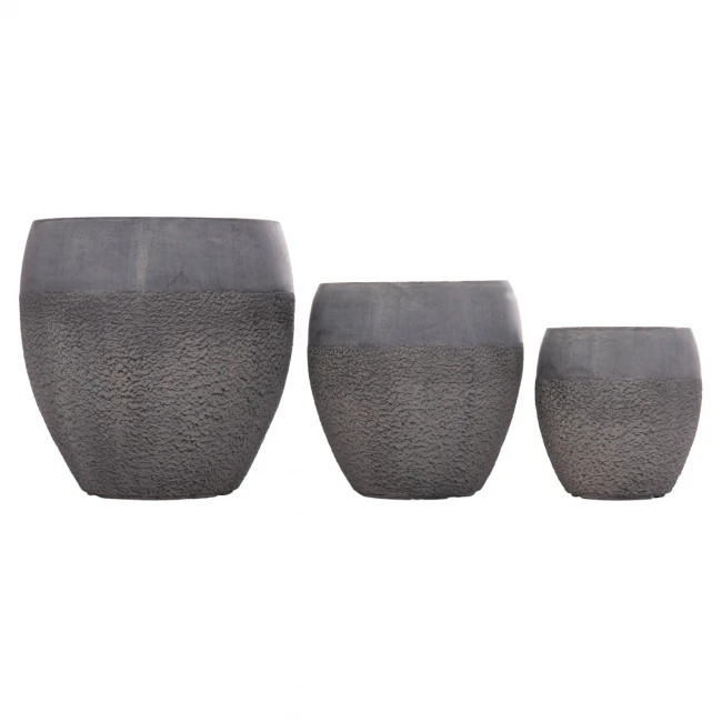 ΣΕΤ 3ΤΜΧ ΓΛΑΣΤΡΕΣ ΣΕΙΡΑ GARDENER HM4725 FIBERCLAY-ΣΕ ΣΚΟΥΡΟ CEMENT ΧΡΩΜΑ Φ55x54Υεκ