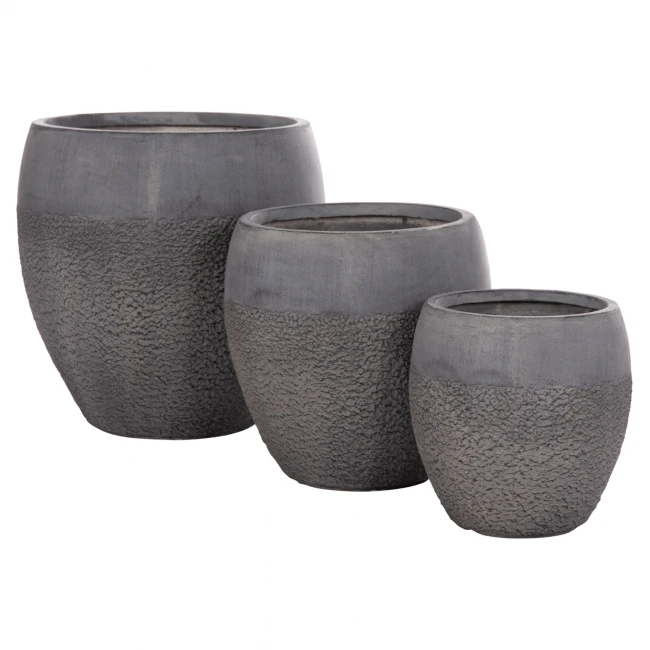 ΣΕΤ 3ΤΜΧ ΓΛΑΣΤΡΕΣ ΣΕΙΡΑ GARDENER HM4725 FIBERCLAY-ΣΕ ΣΚΟΥΡΟ CEMENT ΧΡΩΜΑ Φ55x54Υεκ