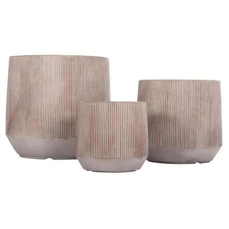 ΣΕΤ 3ΤΜΧ ΓΛΑΣΤΡΕΣ ΣΤΡΟΓΓΥΛΕΣ ΣΕΙΡΑ GARDENER HM4724 FIBERCLAY-ΧΡΩΜΑ CEMENT Φ55x55Υεκ