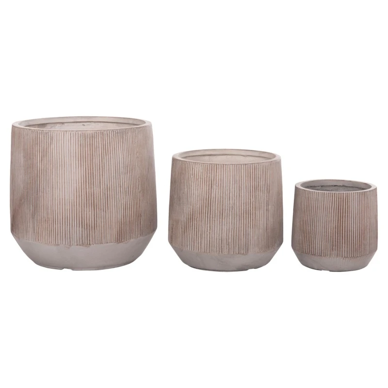 ΣΕΤ 3ΤΜΧ ΓΛΑΣΤΡΕΣ ΣΤΡΟΓΓΥΛΕΣ ΣΕΙΡΑ GARDENER HM4724 FIBERCLAY-ΧΡΩΜΑ CEMENT Φ55x55Υεκ