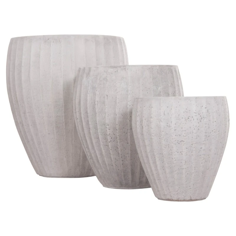 ΣΕΤ 3ΤΜΧ ΓΛΑΣΤΡΕΣ ΣΤΡΟΓΓΥΛΕΣ ΣΕΙΡΑ GARDENER HM4728 FIBERCLAY-ΧΡΩΜΑ CEMENT Φ48x56Υεκ