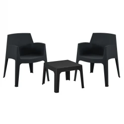 ΣΕΤ 3ΤΜΧ ΠΟΛΥΠΡΟΠΥΛΕΝΙΟΥ SLEEK HM21267.02 ΤΡΑΠΕΖΑΚΙ & 2 ΠΟΛΥΘΡΟΝΕΣ-ΜΑΥΡΟ