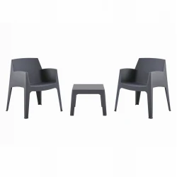 ΣΕΤ 3ΤΜΧ ΠΟΛΥΠΡΟΠΥΛΕΝΙΟΥ SLEEK HM21267.10 ΤΡΑΠΕΖΑΚΙ & 2 ΠΟΛΥΘΡΟΝΕΣ-ΓΚΡΙ