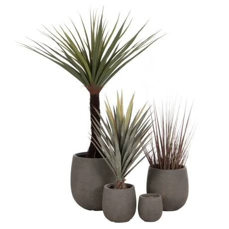 ΣΕΤ 4ΤΜΧ ΓΛΑΣΤΡΕΣ ΣΤΡΟΓΓΥΛΕΣ GARDENER HM4726 FIBERCLAY ΓΚΡΙΖΟΠΡΑΣΙΝΟ Φ52x55Υεκ