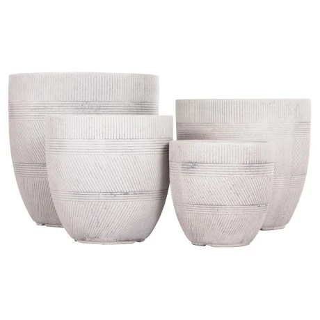 ΣΕΤ 4ΤΜΧ ΓΛΑΣΤΡΕΣ ΣΤΡΟΓΓΥΛΕΣ ΣΕΙΡΑ GARDENER HM4719 FIBERCLAY-ΧΡΩΜΑ CEMENT Φ44x43Υεκ