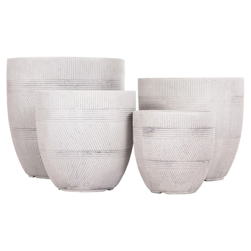 ΣΕΤ 4ΤΜΧ ΓΛΑΣΤΡΕΣ ΣΤΡΟΓΓΥΛΕΣ ΣΕΙΡΑ GARDENER HM4719 FIBERCLAY-ΧΡΩΜΑ CEMENT Φ44x43Υεκ