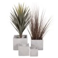 ΣΕΤ 4ΤΜΧ ΓΛΑΣΤΡΕΣ ΤΕΤΡΑΓΩΝΕΣ GARDENER HM4730 FIBERCLAY ΓΚΡΙ CEMENT 37x37x32Υεκ.