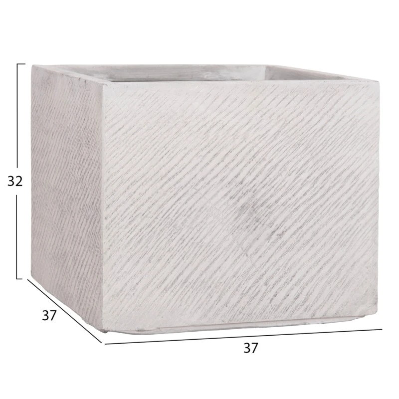 ΣΕΤ 4ΤΜΧ ΓΛΑΣΤΡΕΣ ΤΕΤΡΑΓΩΝΕΣ GARDENER HM4730 FIBERCLAY ΓΚΡΙ CEMENT 37x37x32Υεκ.
