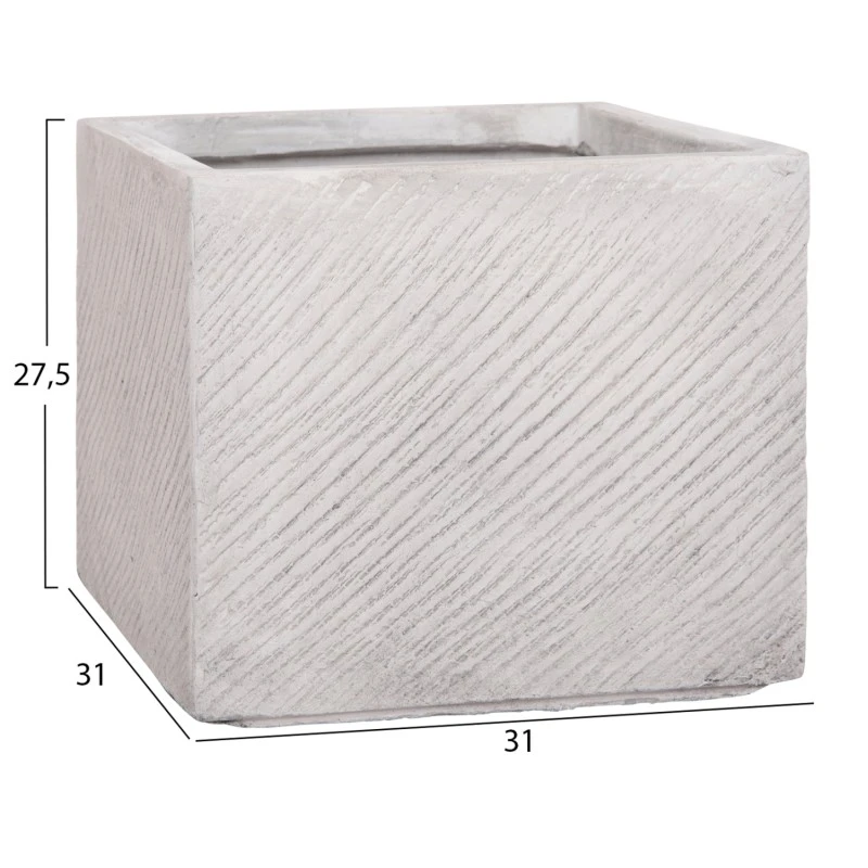 ΣΕΤ 4ΤΜΧ ΓΛΑΣΤΡΕΣ ΤΕΤΡΑΓΩΝΕΣ GARDENER HM4730 FIBERCLAY ΓΚΡΙ CEMENT 37x37x32Υεκ.