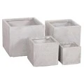 ΣΕΤ 4ΤΜΧ ΓΛΑΣΤΡΕΣ ΤΕΤΡΑΓΩΝΕΣ GARDENER HM4730 FIBERCLAY ΓΚΡΙ CEMENT 37x37x32Υεκ.