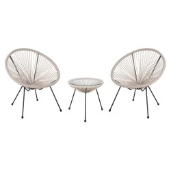 ΣΕΤ ΕΞΩΤΕΡΙΚΟΥ ΧΩΡΟΥ 3ΤΜΧ ACAPULCO HM11861.03 P.E.RATTAN ΕΚΡΟΥ-ΜΕΤΑΛΛΟ ΣΕ ΜΑΥΡΟ