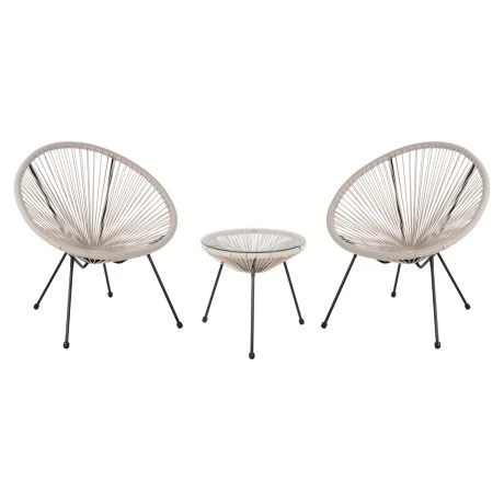 ΣΕΤ ΕΞΩΤΕΡΙΚΟΥ ΧΩΡΟΥ 3ΤΜΧ ACAPULCO HM11861.03 P.E.RATTAN ΕΚΡΟΥ-ΜΕΤΑΛΛΟ ΣΕ ΜΑΥΡΟ