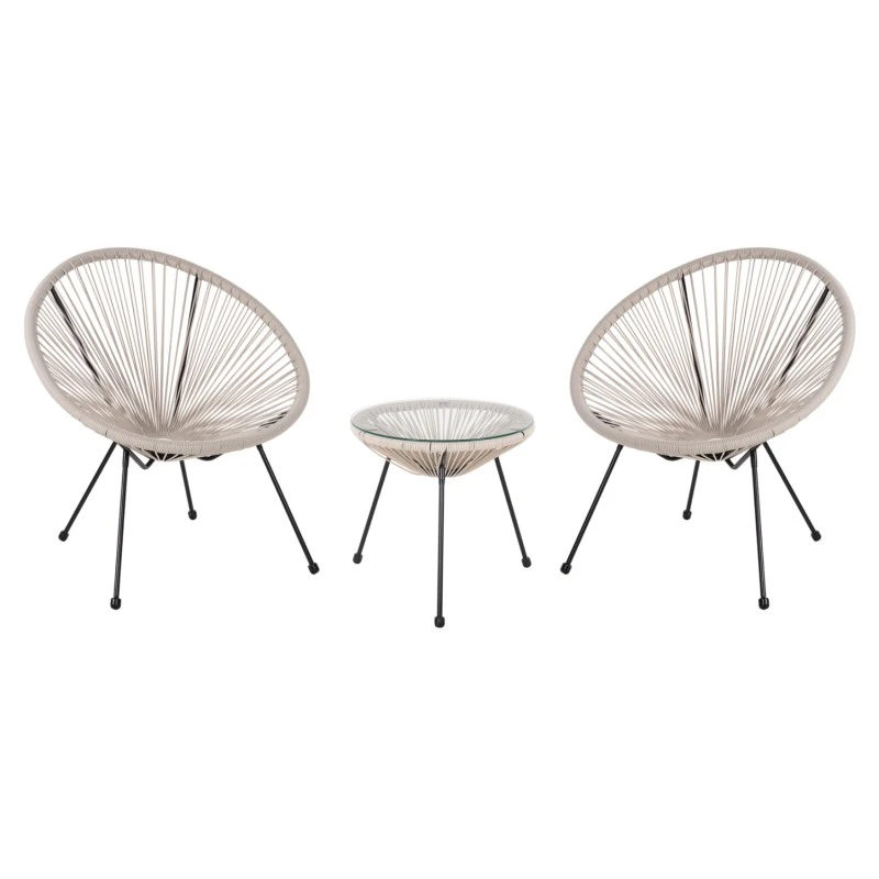 ΣΕΤ ΕΞΩΤΕΡΙΚΟΥ ΧΩΡΟΥ 3ΤΜΧ ACAPULCO HM11861.03 P.E.RATTAN ΕΚΡΟΥ-ΜΕΤΑΛΛΟ ΣΕ ΜΑΥΡΟ