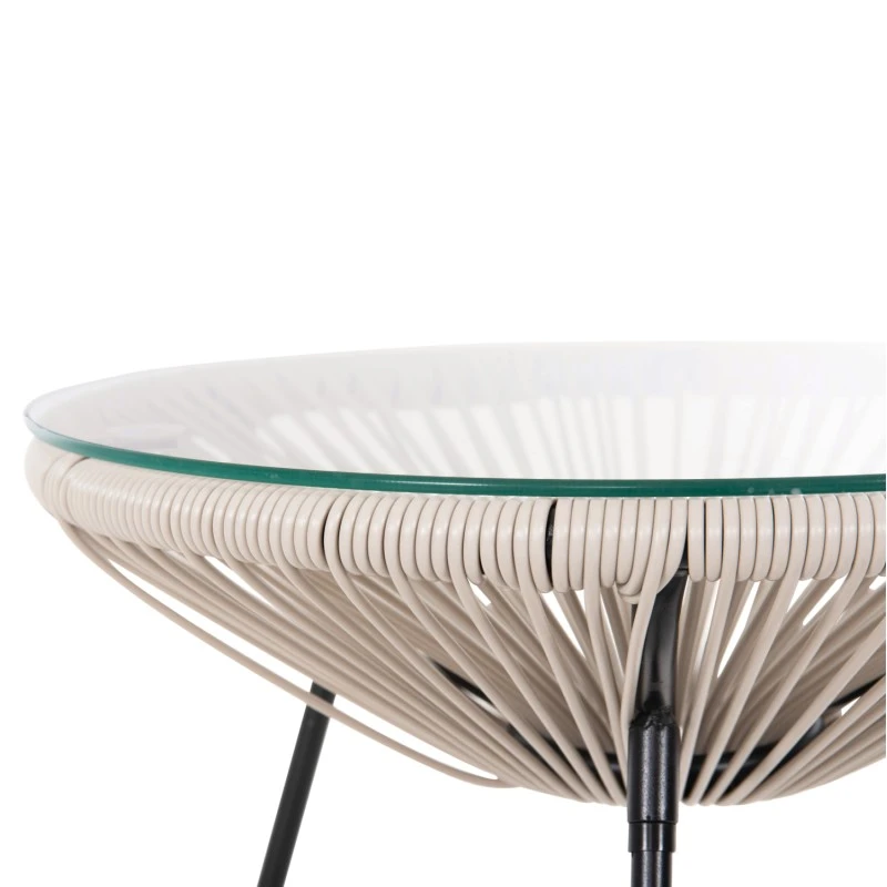 ΣΕΤ ΕΞΩΤΕΡΙΚΟΥ ΧΩΡΟΥ 3ΤΜΧ ACAPULCO HM11861.03 P.E.RATTAN ΕΚΡΟΥ-ΜΕΤΑΛΛΟ ΣΕ ΜΑΥΡΟ