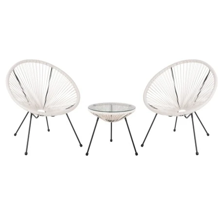 ΣΕΤ ΕΞΩΤΕΡΙΚΟΥ ΧΩΡΟΥ 3ΤΜΧ ACAPULCO HM11861.12 P.E.RATTAN ΛΕΥΚΟ-ΜΕΤΑΛΛΟ ΣΕ ΜΑΥΡΟ