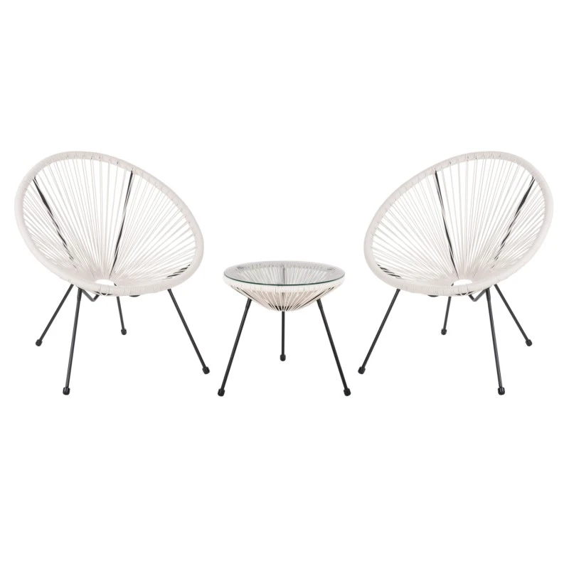 ΣΕΤ ΕΞΩΤΕΡΙΚΟΥ ΧΩΡΟΥ 3ΤΜΧ ACAPULCO HM11861.12 P.E.RATTAN ΛΕΥΚΟ-ΜΕΤΑΛΛΟ ΣΕ ΜΑΥΡΟ
