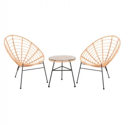 ΣΕΤ ΕΞΩΤΕΡΙΚΟΥ ΧΩΡΟΥ 3ΤΜΧ ALLEGRA HM21047.11 ΜΠΕΖ ΣΥΝΘ.RATTAN-ΜΕΤΑΛΛΟ ΣΕ ΜΑΥΡΟ