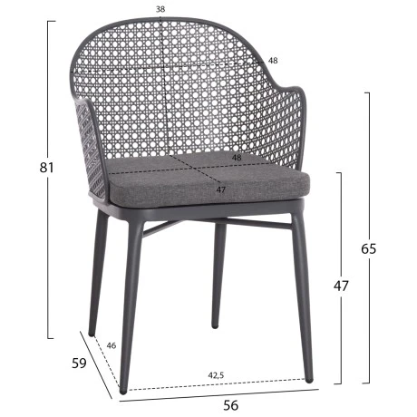 ΣΕΤ LOUNGE 3TMX ΕΞ.ΧΩΡΟΥ OREGO HM21106.01 ΑΛΟΥΜΙΝΙΟ ΣΕ ΣΚΟΥΡΟ ΓΚΡΙ