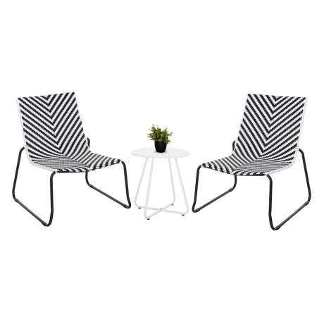 ΣΕΤ LOUNGE 3TMX ΕΞ.ΧΩΡΟΥ PONY HM21193.02 ΜΕΤΑΛΛΟ ΚΑΙ ΣΥΝΘ.RATTAN ΣΕ ΛΕΥΚΟ-ΜΑΥΡΟ