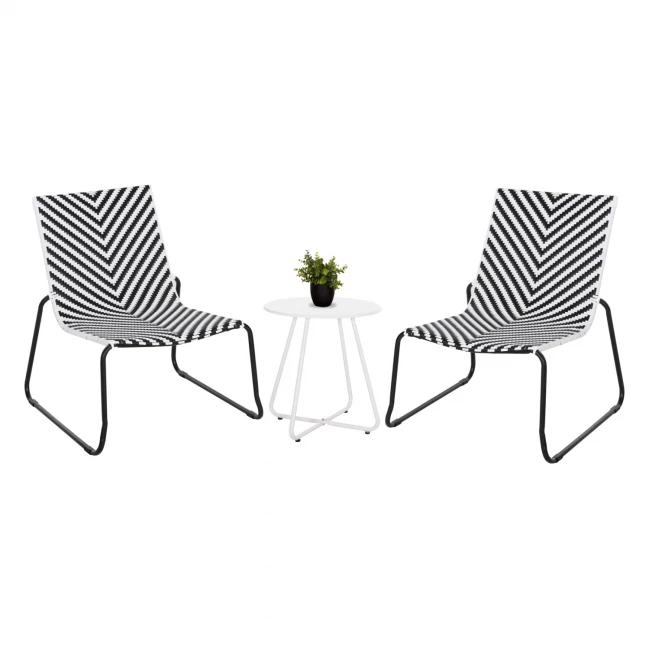 ΣΕΤ LOUNGE 3TMX ΕΞ.ΧΩΡΟΥ PONY HM21193.02 ΜΕΤΑΛΛΟ ΚΑΙ ΣΥΝΘ.RATTAN ΣΕ ΛΕΥΚΟ-ΜΑΥΡΟ