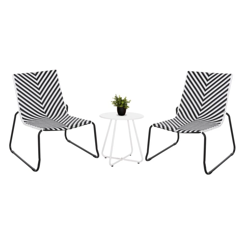 ΣΕΤ LOUNGE 3TMX ΕΞ.ΧΩΡΟΥ PONY HM21193.02 ΜΕΤΑΛΛΟ ΚΑΙ ΣΥΝΘ.RATTAN ΣΕ ΛΕΥΚΟ-ΜΑΥΡΟ