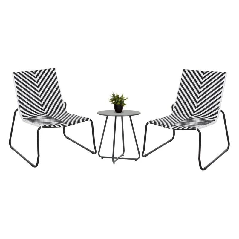 ΣΕΤ LOUNGE 3TMX ΕΞ.ΧΩΡΟΥ PONY HM21193 ΜΕΤΑΛΛΟ ΣΕ ΓΚΡΙ--ΣΥΝΘ.RATTAN ΣΕ ΛΕΥΚΟ-ΜΑΥΡΟ