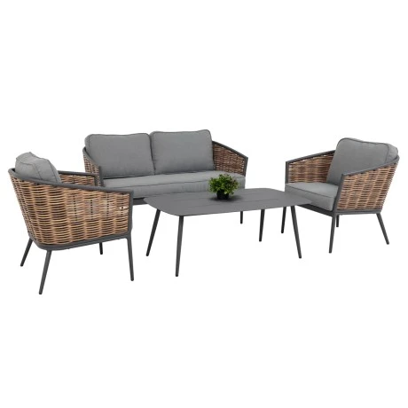 ΣΕΤ ΣΑΛΟΝΙ 4ΤΜΧ CASSIAN HM6552.01 ΑΛΟΥΜΙΝΙΟ & ΜΑΞΙΛΑΡΙΑ ΓΚΡΙ-ΜΠΕΖ P.E.RATTAN