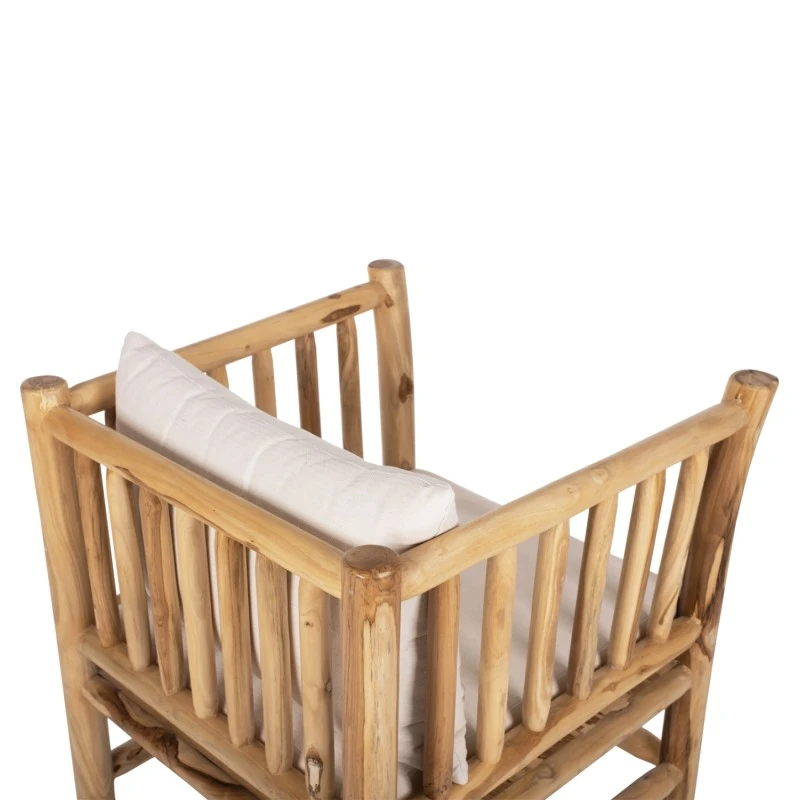 ΣΕΤ ΣΑΛΟΝΙ 4 ΤΜΧ HM9340 ΑΠΟ ΜΑΣΙΦ ΞΥΛΟ TEAK  ΦΥΣΙΚΟ - ΛΕΥΚΟ