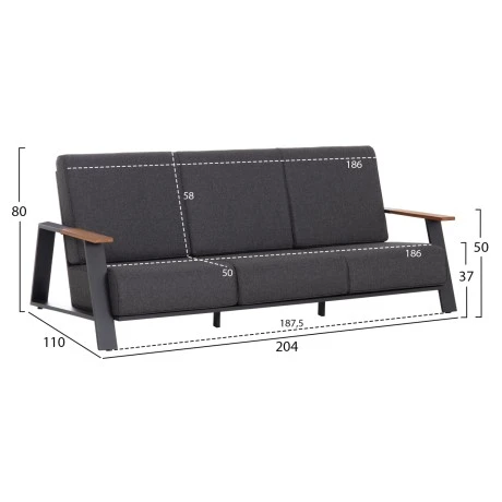 ΣΕΤ ΣΑΛΟΝΙ 4ΤΜΧ LAITH HM6551.01 ΑΛΟΥΜΙΝΙΟ & ΜΑΞΙΛΑΡΙΑ ΓΚΡΙ