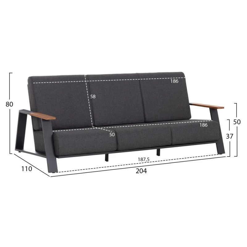 ΣΕΤ ΣΑΛΟΝΙ 4ΤΜΧ LAITH HM6551.01 ΑΛΟΥΜΙΝΙΟ & ΜΑΞΙΛΑΡΙΑ ΓΚΡΙ