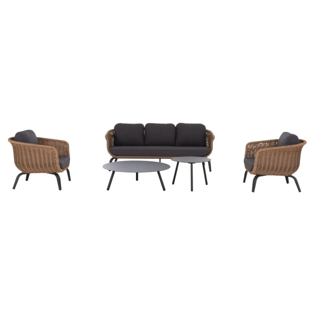 ΣΕΤ ΣΑΛΟΝΙ 5ΤΜΧ STERN HM6555.01 ΓΚΡΙ ΑΛΟΥΜΙΝΙΟ & OLEFIN--TWIST WICKER ΣΕ ΦΥΣΙΚΟ