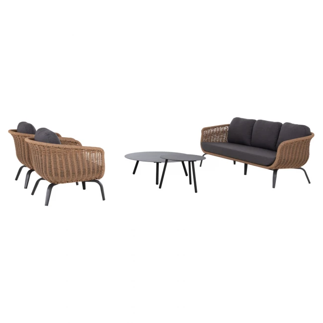 ΣΕΤ ΣΑΛΟΝΙ 5ΤΜΧ STERN HM6555.01 ΓΚΡΙ ΑΛΟΥΜΙΝΙΟ & OLEFIN--TWIST WICKER ΣΕ ΦΥΣΙΚΟ