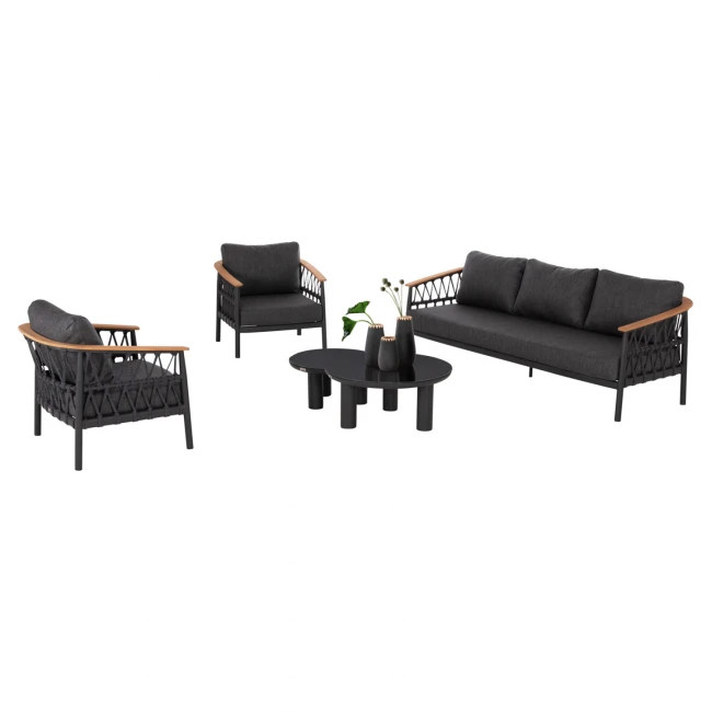 ΣΕΤ ΣΑΛΟΝΙ 5ΤΜΧ STREAM HM6426.01 ΑΝΘΡΑΚΙ ΑΛΟΥΜΙΝΙΟ-STRAP ΣΧΟΙΝΙ-OLEFIN