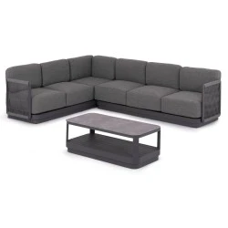 ΣΕΤ ΣΑΛΟΝΙ ΓΩΝΙΑ 3ΤΜΧ ELYSIA HM6187.01 ΣΚΟΥΡΟ ΓΚΡΙ ΑΛΟΥΜΙΝΙΟ-ΣΧΟΙΝΙ-P.E.ΥΦΑΣΜΑ