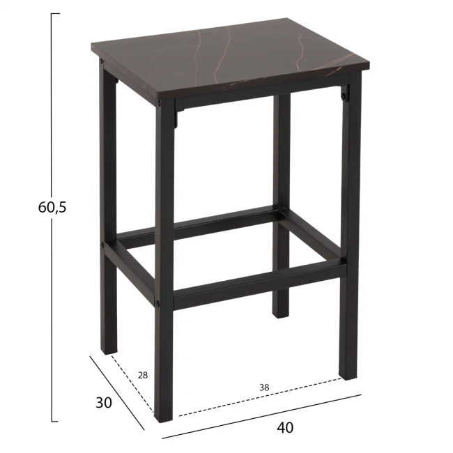ΣΕΤ ΤΡΑΠΕΖΑΡΙΑ ΜΠΑΡ 5ΤΜΧ BOXY HM9882.13 ΜΑΥΡΟ ΜΕΤΑΛΛΟ-ΜΕΛΑΜΙΝΗ ΜΑΥΡΟ ΜΑΡΜΑΡΟ