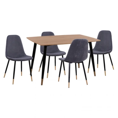 ΣΕΤ ΤΡΑΠΕΖΑΡΙΑΣ 5ΤΜΧ ALIZA HM11196.01 MDF TOP-ΒΕΛΟΥΔΟ ΓΚΡΙ & ΜΕΤΑΛΛΟ ΜΑΥΡΟ