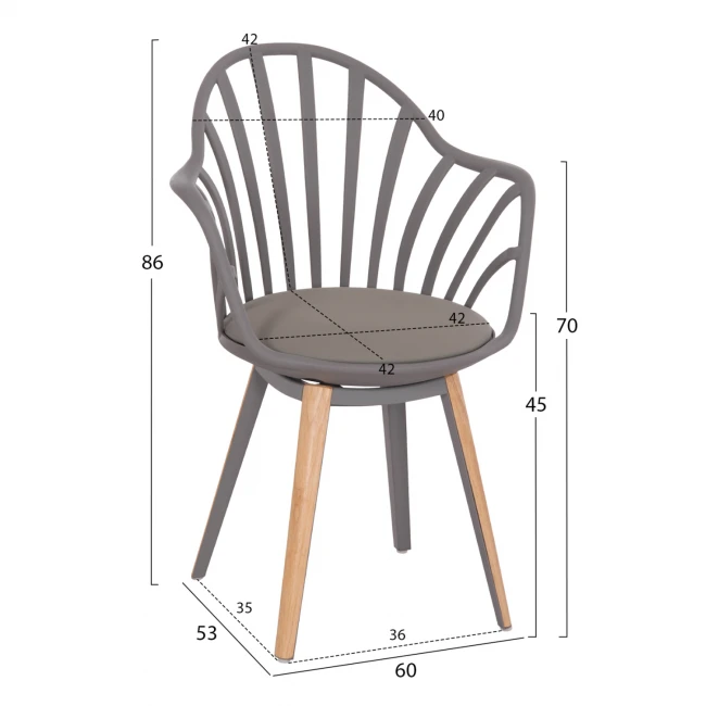 ΣΕΤ ΤΡΑΠΕΖΑΡΙΑΣ 5ΤΜΧ ANAIS HM21176 MDF TOP ΣΕ ΓΚΡΙ--P.P. & PU ΣΕ ΓΚΡΙ