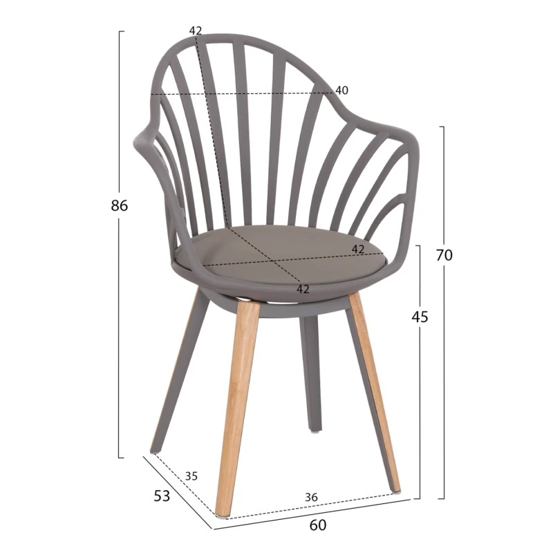 ΣΕΤ ΤΡΑΠΕΖΑΡΙΑΣ 5ΤΜΧ ANAIS HM21176 MDF TOP ΣΕ ΓΚΡΙ--P.P. & PU ΣΕ ΓΚΡΙ