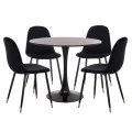 ΣΕΤ ΤΡΑΠΕΖΑΡΙΑΣ 5ΤΜΧ BROLIN HM21191 MDF TOP-ΜΕΤΑΛΛΙΚΑ ΠΟΔΙΑ-ΒΕΛΟΥΔΟ--ΜΑΥΡΟ