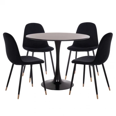ΣΕΤ ΤΡΑΠΕΖΑΡΙΑΣ 5ΤΜΧ BROLIN HM21191 MDF TOP-ΜΕΤΑΛΛΙΚΑ ΠΟΔΙΑ-ΒΕΛΟΥΔΟ--ΜΑΥΡΟ