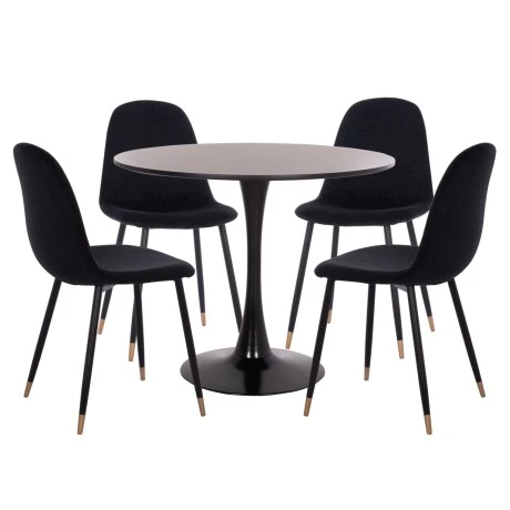 ΣΕΤ ΤΡΑΠΕΖΑΡΙΑΣ 5ΤΜΧ BROLIN HM21191 MDF TOP-ΜΕΤΑΛΛΙΚΑ ΠΟΔΙΑ-ΒΕΛΟΥΔΟ--ΜΑΥΡΟ