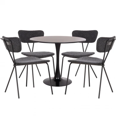 ΣΕΤ ΤΡΑΠΕΖΑΡΙΑΣ 5ΤΜΧ BROLIN HM21200 MDF TOP & ΜΕΤΑΛΛΟ ΜΑΥΡΟ-ΣΚΟΥΡΟ ΓΚΡΙ ΥΦΑΣΜΑ