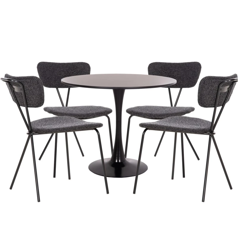 ΣΕΤ ΤΡΑΠΕΖΑΡΙΑΣ 5ΤΜΧ BROLIN HM21200 MDF TOP & ΜΕΤΑΛΛΟ ΜΑΥΡΟ-ΣΚΟΥΡΟ ΓΚΡΙ ΥΦΑΣΜΑ