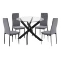ΣΕΤ ΤΡΑΠΕΖΑΡΙΑΣ 5ΤΜΧ LADY HM21199.01 ΓΥΑΛΙ--ΜΕΤΑΛΛΟ ΣΕ ΜΑΥΡΟ & ΒΕΛΟΥΔΟ ΓΚΡΙ