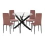 ΣΕΤ ΤΡΑΠΕΖΑΡΙΑΣ 5ΤΜΧ LADY HM21199.02 ΓΥΑΛΙ--ΜΕΤΑΛΛΟ ΣΕ ΜΑΥΡΟ & ΒΕΛΟΥΔΟ ΣΑΠΙΟ ΜΗΛΟ