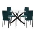 ΣΕΤ ΤΡΑΠΕΖΑΡΙΑΣ 5ΤΜΧ LADY HM21199.03 ΓΥΑΛΙ--ΜΕΤΑΛΛΟ ΣΕ ΜΑΥΡΟ & ΒΕΛΟΥΔΟ ΚΥΠΑΡΙΣΣΙ
