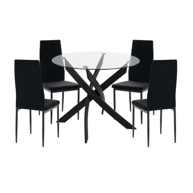 ΣΕΤ ΤΡΑΠΕΖΑΡΙΑΣ 5ΤΜΧ LADY HM21199.04 ΓΥΑΛΙ--ΜΕΤΑΛΛΟ & ΒΕΛΟΥΔΟ ΣΕ ΜΑΥΡΟ